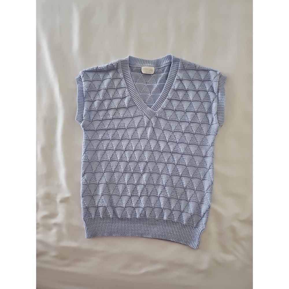 Vintage Tan‎ Jay Sky Blue Sweater Vest Triangle Pattern Size S